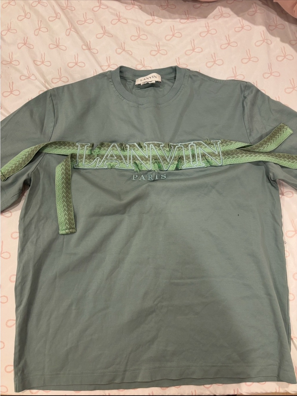Lanvin Sage Green Short Sleeve Logo Tee